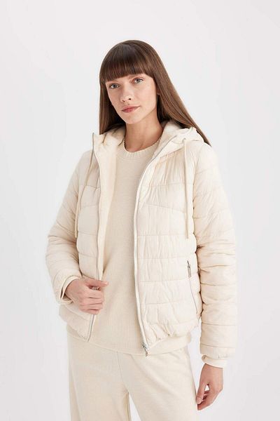 DeFacto Water Repellent Inflatable Coat Hooded Double Side Zipper Pocket Plush A0581Ax23Wn