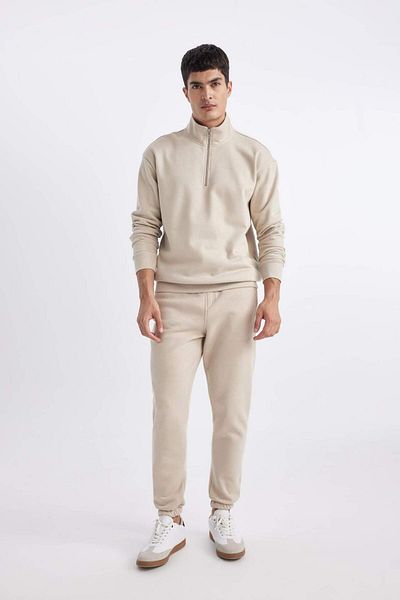 DeFacto Pantaloni de sport Jogger Standard Fit Basic Solid Talie cu șireturi Ciorapi elastici cu buzunare A6468AX23AU