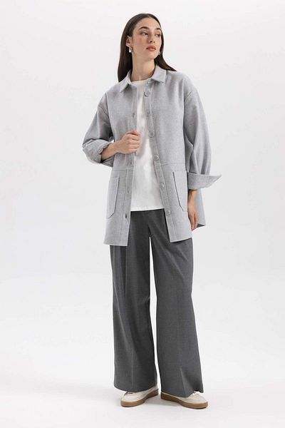 DeFacto Relax Fit Gabardine Long Sleeve Shirt Tunic B0285Ax23Wn