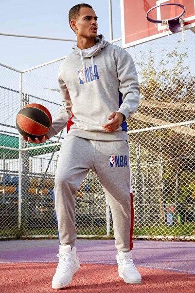 DeFacto DeFactoFit NBA Wordmark Regular Fit Φούτερ με κουκούλα βαρύ ύφασμα U9837AZ23AU