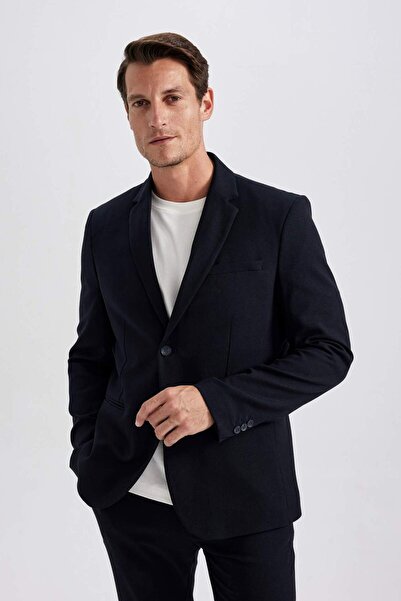 DeFacto Slim Fit Dar Kesim Astarlı Düğmeli Basic Düz Blazer Ceket Z8053AZ23AU