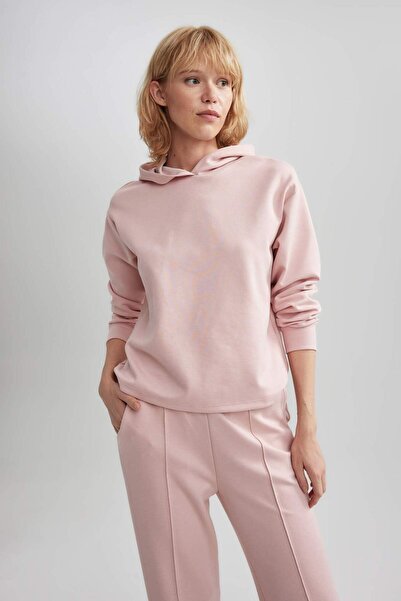 DeFacto Defactofit Standard Fit Hooded Skuba Diver Fabric Sportsman Basic Plain Sweatshirt A5626Ax23Au