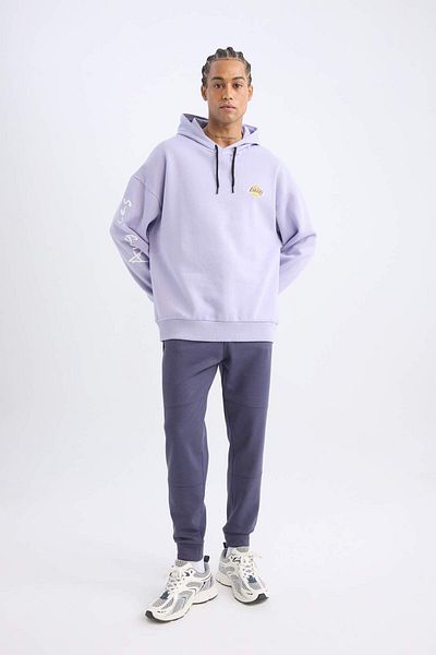 DeFacto Defactofit Nba Los Angeles Lakers Oversize Wide Mold Hooded Thick Sweatshirt Y0201Az23Au