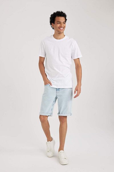 DeFacto 100% Cotton Slim Fit Tight Fit Crew Neck Basic Plain Short Sleeve T-Shirt B0653Axns