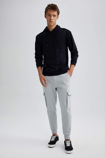 DeFacto Regular Fit Jogger Sweatpants Cargo Pocket Basic Plain Waist Lace-Up Elastic Leg Y5533Az23Au