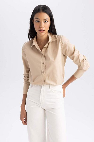 DeFacto Cămașă cu mânecă lungă din poplin, 100% bumbac, oversize, cu croiala largă T8735AZ23AU