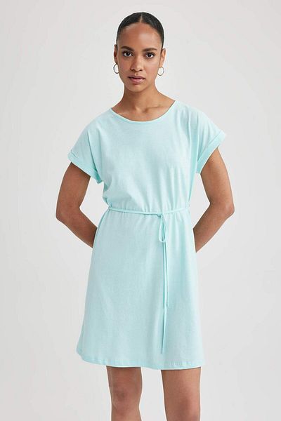 DeFacto A-Line Crew Neck Combed Cotton Short Sleeve Dress B0655Axns