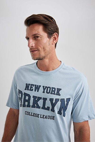 DeFacto Μπλουζάκι με κοντό μανίκι από 100% βαμβάκι με κανονική εφαρμογή Crew λαιμόκοψη B0656AXNS