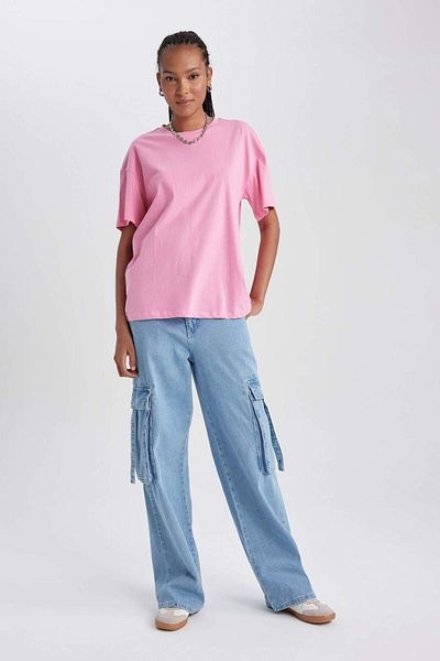 DeFacto Oversize Wide Fit Crew Neck Short Sleeve T-Shirt B0648Axns