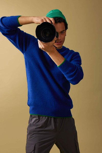 DeFacto Standard Fit Regular Cut Crew Neck Basic Plain Knitwear Sweater B1078Ax23Wn