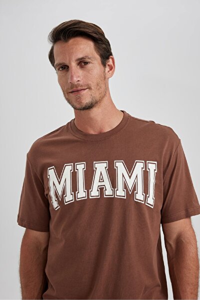 DeFacto Μπλουζάκι με κοντό μανίκι από 100% βαμβάκι με κανονική εφαρμογή Crew λαιμόκοψη B0656AXNS