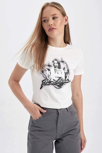 DeFacto Coool Dua Lipa Fitted Short Sleeve T-Shirt B2969Ax23Hs