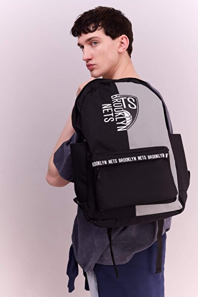 DeFacto Unisex NBA Brooklyn Nets wasserabweisende Stoff-Schultasche A4613AXNS