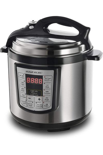 ALSAIF Electric Pressure Cooker 10L 1400W Non-Stick with Timer and LED Countdown Screen Black/Silver