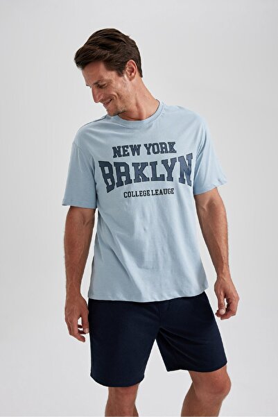 DeFacto Μπλουζάκι με κοντό μανίκι από 100% βαμβάκι με κανονική εφαρμογή Crew λαιμόκοψη B0656AXNS