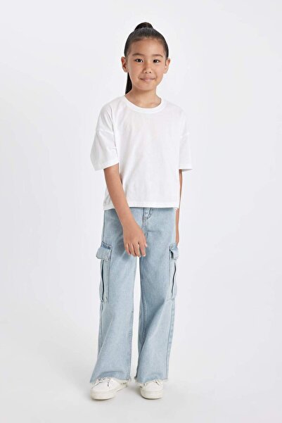 DeFacto Kız Çocuk Wide Leg Kargo Geniş Bol Paça Pantolon A5734A823AU