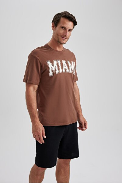 DeFacto Μπλουζάκι με κοντό μανίκι από 100% βαμβάκι με κανονική εφαρμογή Crew λαιμόκοψη B0656AXNS