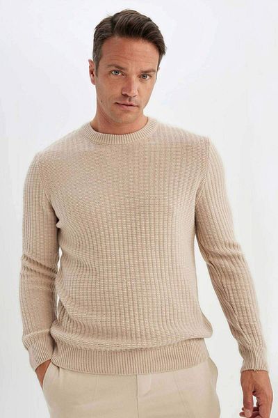 DeFacto Pulover de tricotaj jacquard cu decolteu crew, cu croiala standard, A5234AX23WN