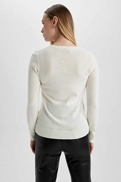 DeFacto Regular Fit V-Neck Basic Plain Knitwear Sweater F7088Az23Wn