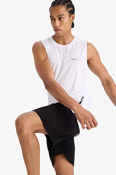 DeFacto DeFactoFit Slim Fit Dar Kesim Baskılı Bisiklet Yaka Ağır Kumaş Sporcu Atlet A1736AX23SM