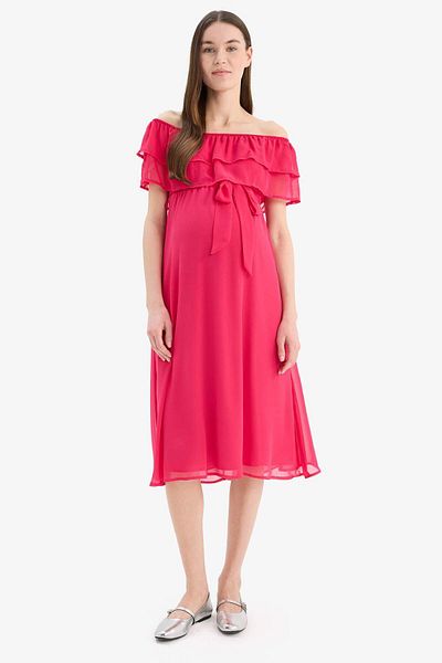 DeFacto Short Sleeve Long Length Maternity Dress B1074Ax23Sm
