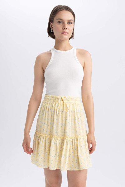 DeFacto Desenli Krinkıl Viskon Mini Etek A9164AX23SM