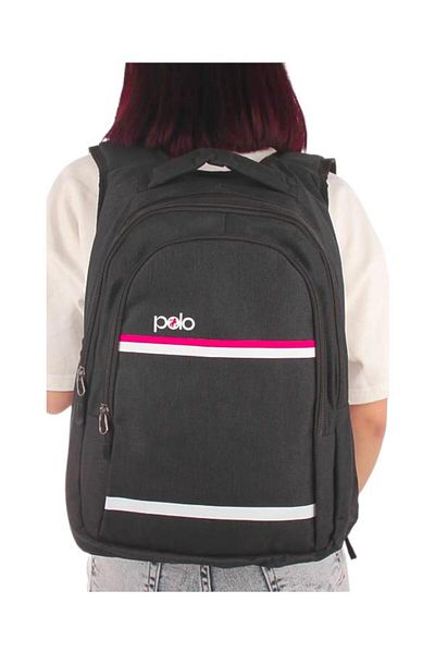 Temel My Polo Backpack Pink White Striped Smoked 8860