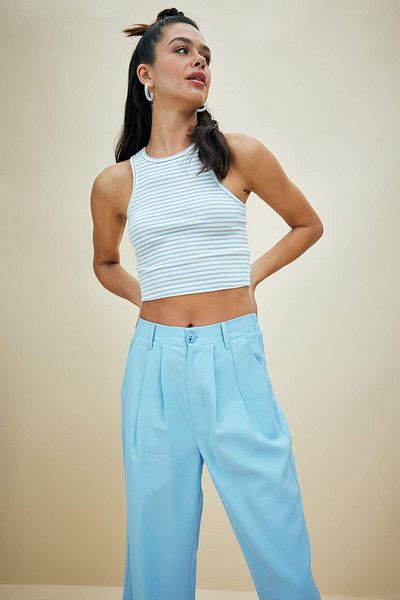 DeFacto Fitted Crew Neck Striped Ribbed Camisole Undershirt X3075Az23Sm