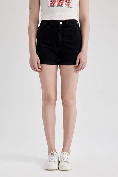 DeFacto Mom Fit High Waist Folded Leg Jean Shorts A2621Ax23Sm