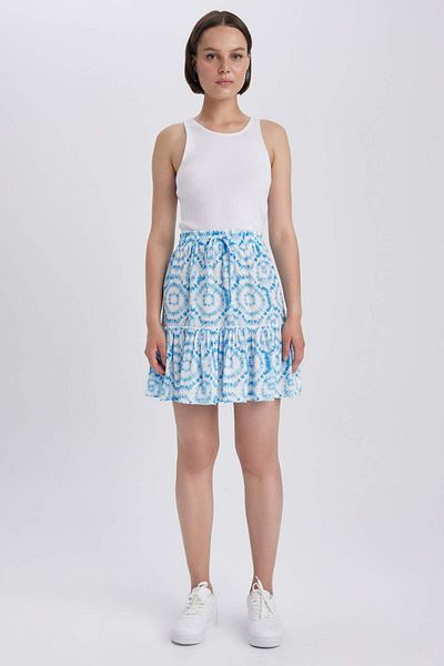 DeFacto Viscose Mini Skirt - Patterned and Crinkle A9164Ax23Sm