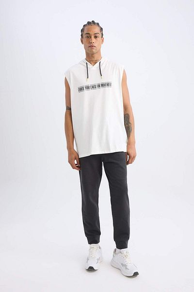 DeFacto Defactofit Slim Fit Printed Hooded Singlet A1819Ax23Sm