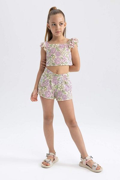 DeFacto Girl's Crop Top Wrap Short Sleeve T-Shirt B0985a823hs