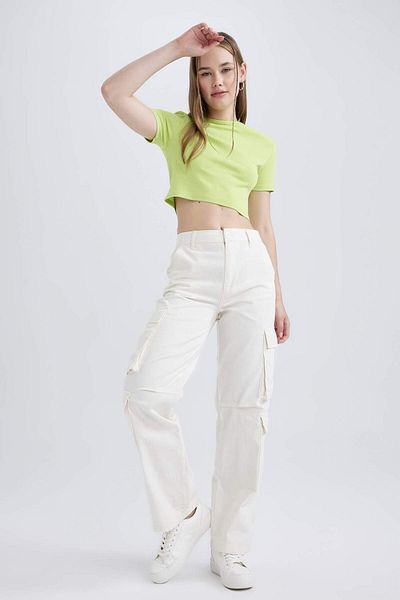 DeFacto Coool Straight Fit Pants Cargo Gabardine 100% Cotton A6265Ax23Sm