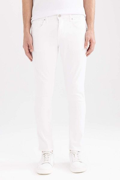 DeFacto Carlo Skinny Fit Extra Narrow Fit Regular Waist Extra Narrow Leg White Jean Pants A7650Ax23Sm