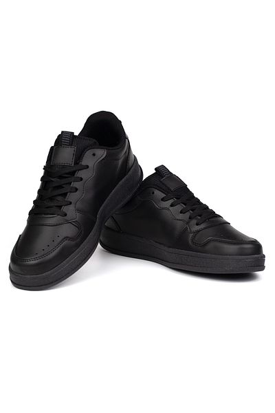 KAJILA Unisex Black Lace-Up Comfortable Daily Sneaker Sports Shoes