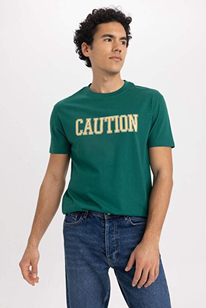 DeFacto Μπλουζάκι με κοντό μανίκι με στάμπα 100% βαμβακερή κανονική εφαρμογή A2634AX23SM