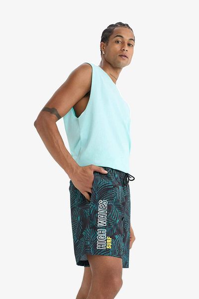 DeFacto DeFactoFit, cu croiala normală, cu imprimeu, elastic, texturat, scurt, pantaloni scurți de baie pentru sport A4185AX23HS