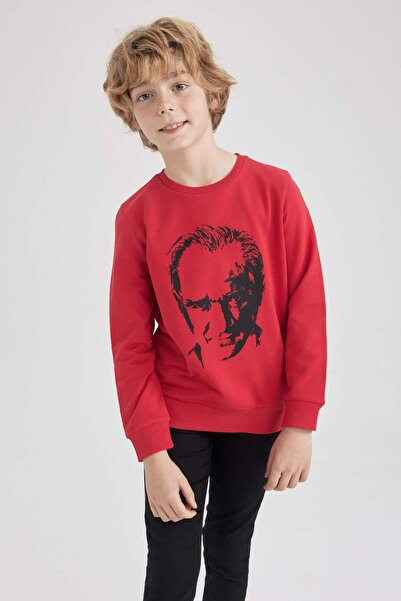 DeFacto Fiú Atatürk nyomott nyakú piros pulóver Z7680A623SP
