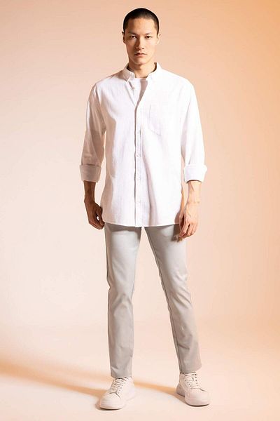 DeFacto Pantaloni din pânză Chino Gabardine Slim Fit Slim Fit picior îngust W3012AZ23SP