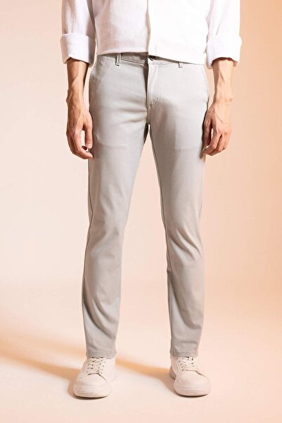 DeFacto Παντελόνι Chino Καμβάς Gabardine Slim Fit Στενό Κόψιμο Slim Leg W3012AZ23SP