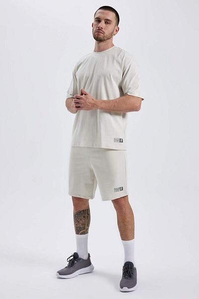 DeFacto DeFactoFit Oversize Широка кройка с велосипедна яка и печат на ръкава, 100% памук, тениска A1624AX23SM