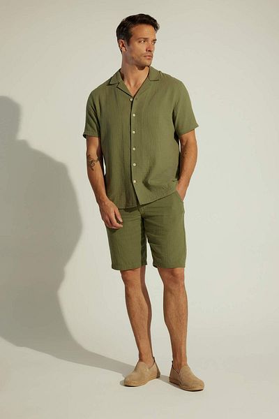 DeFacto Regular Fit Linen Look Flexible Waisted Shorts X3700Az23Sm