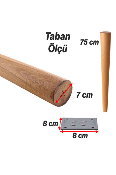 Badem10 Bohem 75 cm Masa Ayağı 4 ADET Kahverengi Doğal Ahşap Bağlantı Aparatlı Mobilya Kanepe Sehpa Ayakları