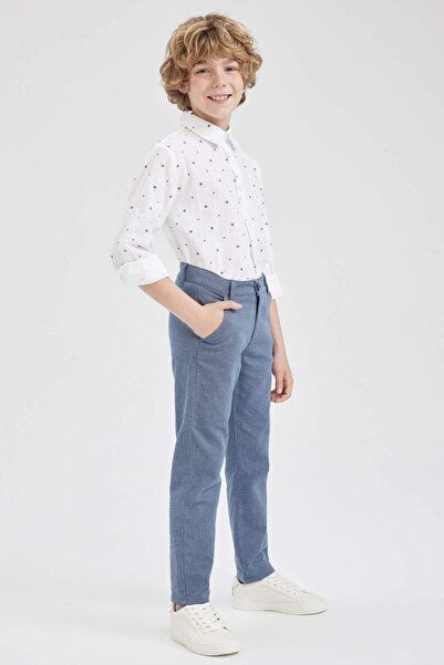 DeFacto Boy's Linen Look Long Sleeve Shirt Z2800A623Sm