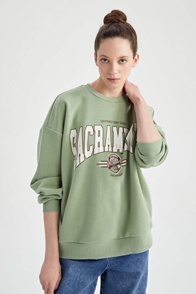 DeFacto Oversize Fit Bisiklet Yaka Kalın Sweatshirt A1977AX22CW