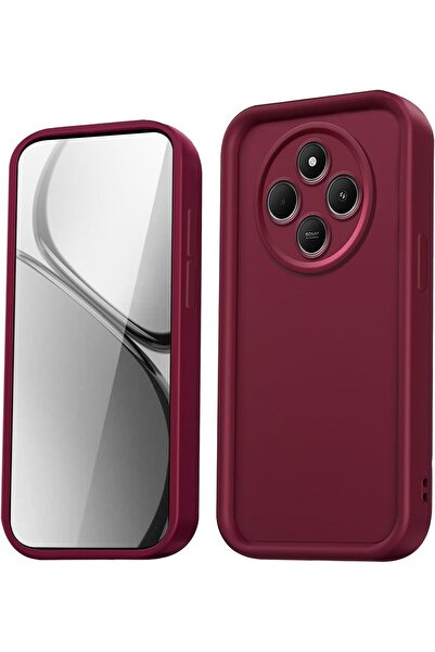 Fibaks Xiaomi Redmi 14C Compatible Case with Camera Protection Soft Textured Shock Absorbing Burgundy Silicone Cover