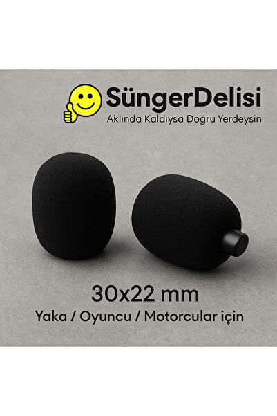 OEM 2 ADET SüngerDelisi 30x22 mm Mikrofon Süngeri - Yaka / Oyuncu / Motorcu U...