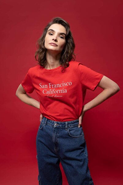 DeFacto Regular Fit Crew Neck Short Sleeve 100% Cotton T-Shirt Z8367Az23Sm