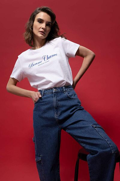 DeFacto Regular Fit Crew Neck Short Sleeve 100% Cotton T-Shirt Z8365Az23Sm