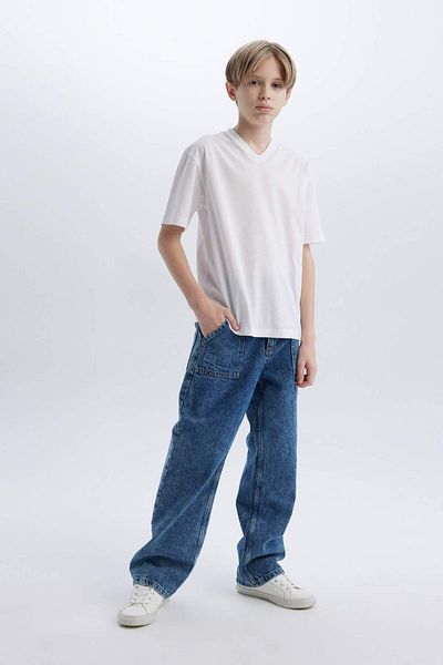 DeFacto Boy's V-Neck Short Sleeve T-Shirt K1693A623Sm